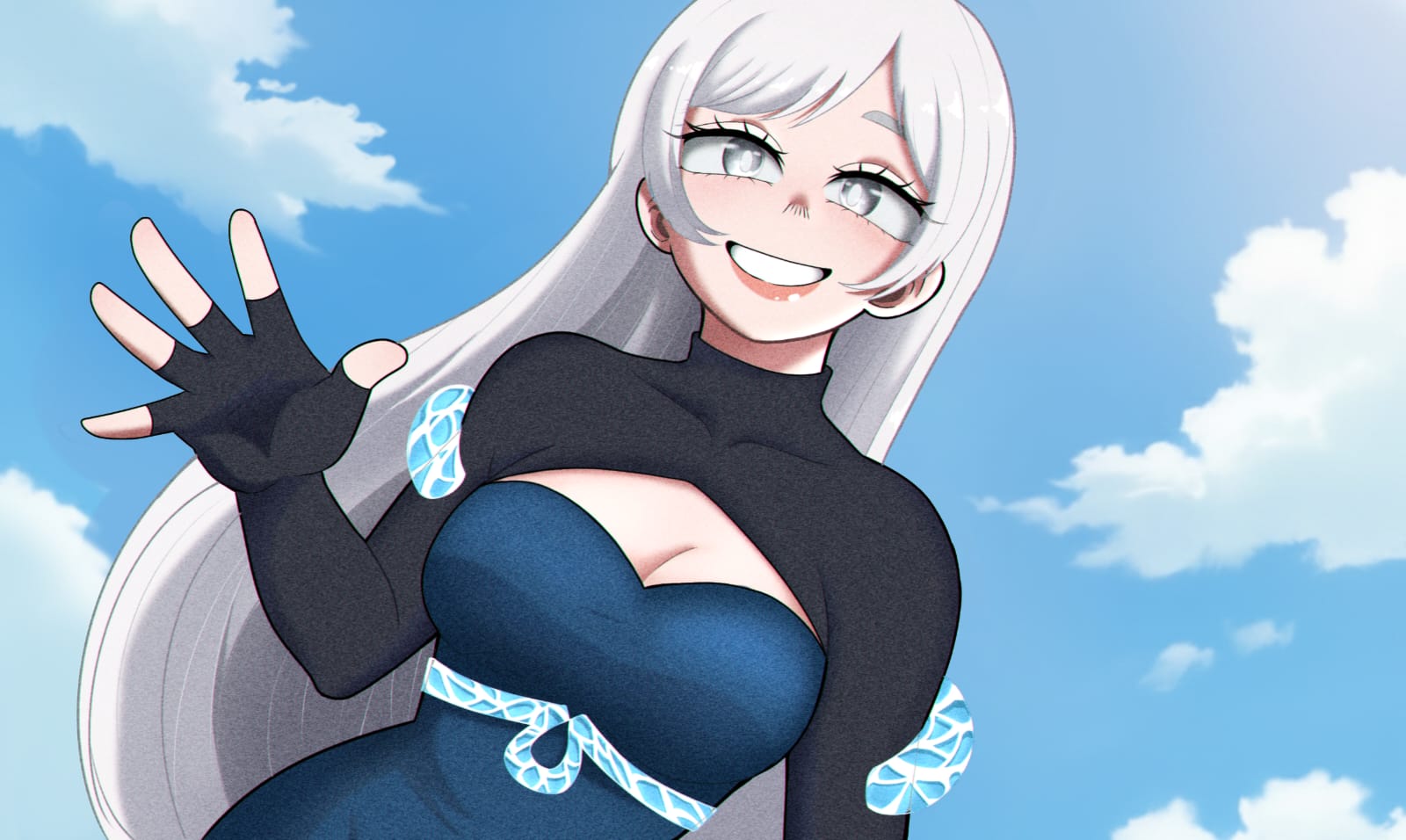 Original character portrait in a dark blue outfit